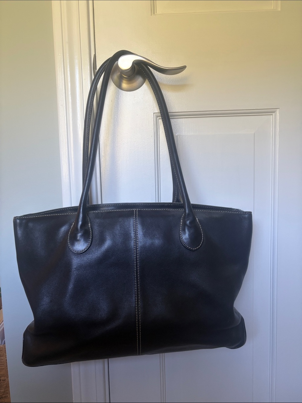 J. Crew Classic Black Leather Tote Bag